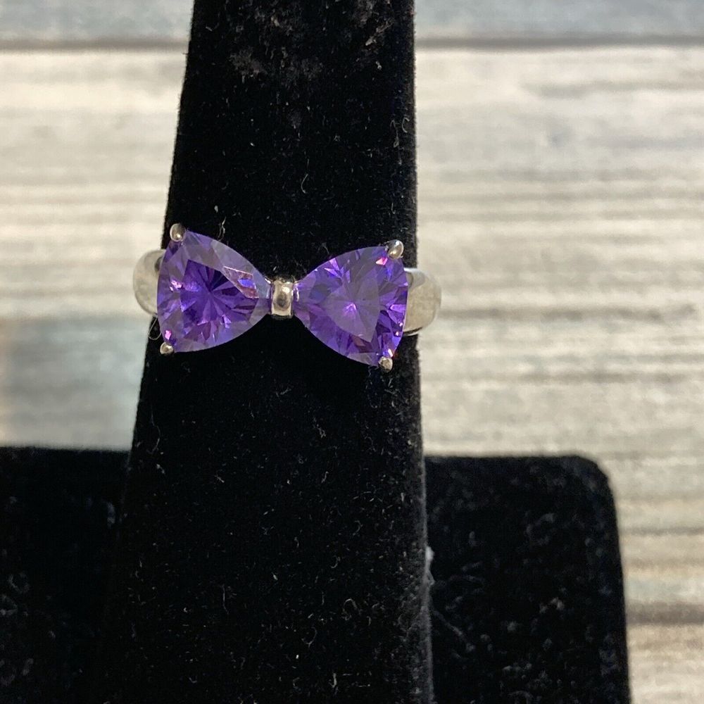 Amethyst CZ Bow Sterling Silver 925‎ size 5.75 Ring